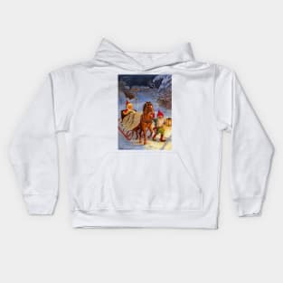 “Sled Ride at Night” by Jenny Nystrom Kids Hoodie